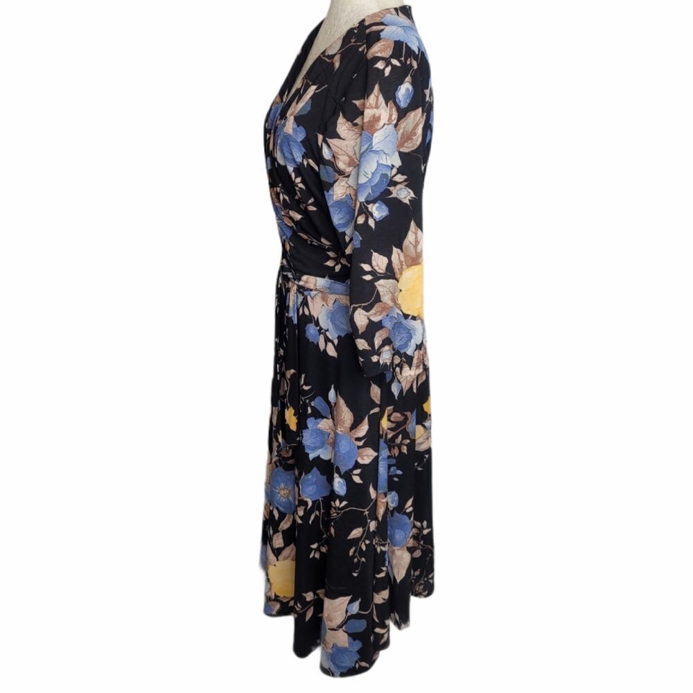 UNIQUE VINTAGE dress black‎ floral Kelsie stretch wrap 1X - Picture 5 of 12